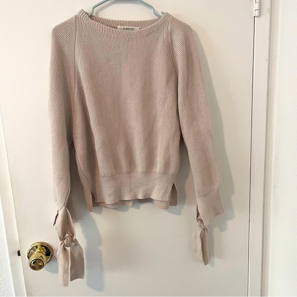 La Mine Dor Korean Cream Knit Sweater With Bow Detail At The Wrist XS/S